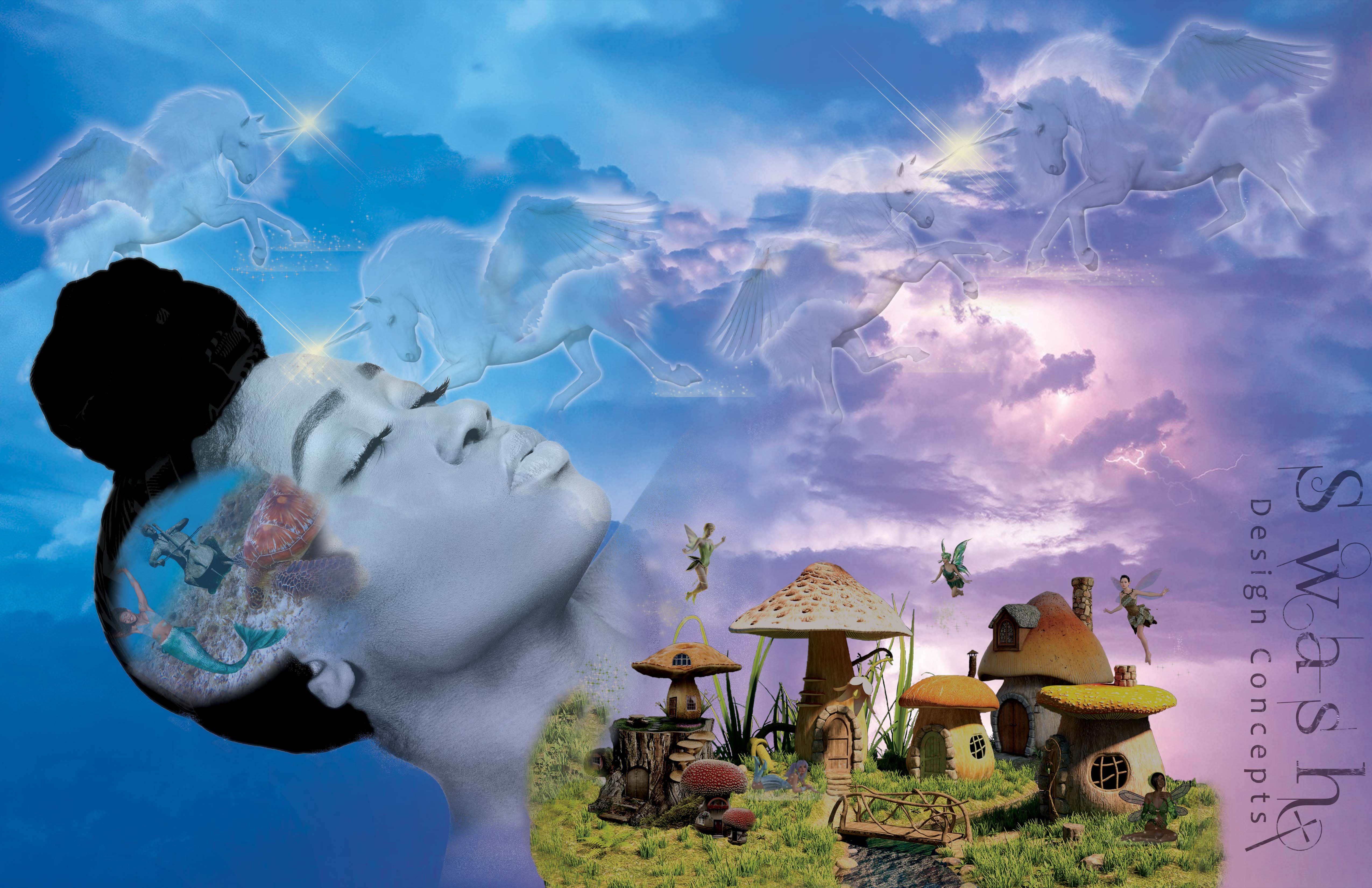 A multilayered collage of several images